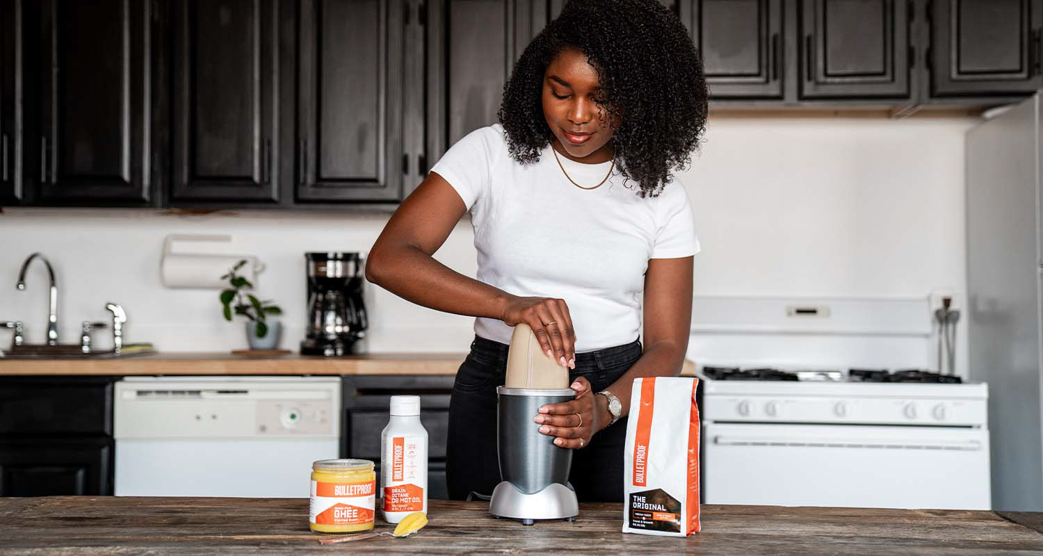 woman making bulletproof coffee