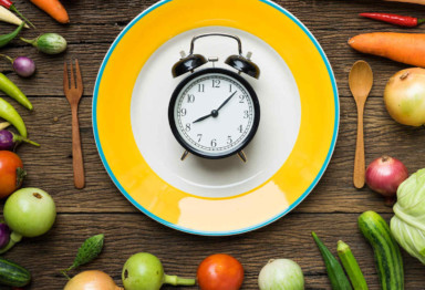 Alarm clock on plate