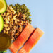 image with raw salmon, cashews, avocado, and other rich in magnesium