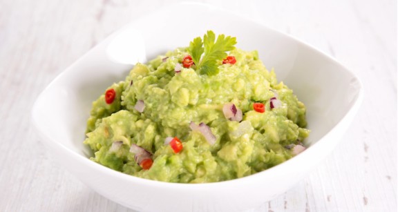 Bowl of homemade guacamole