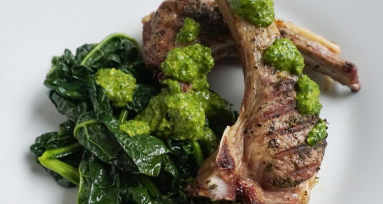 lamb with kale and green sauce