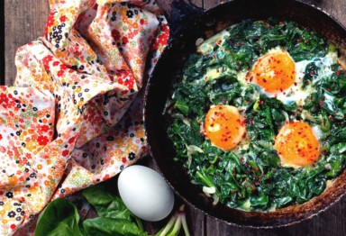 Leafy greens with eggs