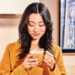 women enjoying a cup of coffee in a clear cup